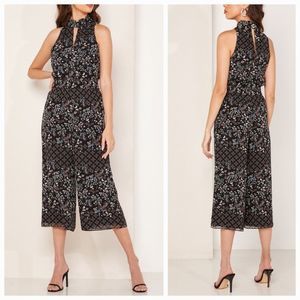 NWT Ted Baker Marcila Hazel Halter Hi Neck Floral Wide Leg Jumpsuit Sz 6 Black